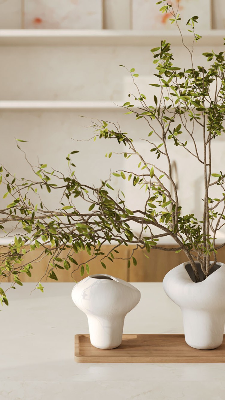 Kitchen design with plant decorations